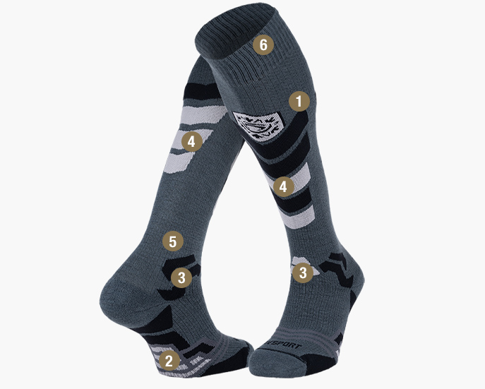 Calze a compressione da sci nero/grigio